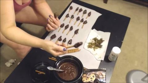 Making Poopchocolate Covered Pretzels